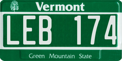 VT license plate LEB174