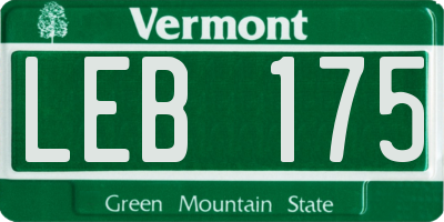 VT license plate LEB175