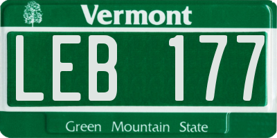 VT license plate LEB177