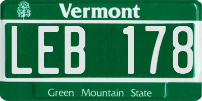 VT license plate LEB178
