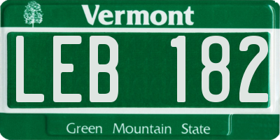 VT license plate LEB182