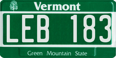 VT license plate LEB183