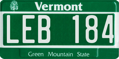 VT license plate LEB184