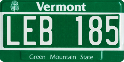 VT license plate LEB185