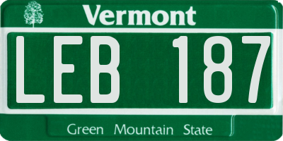 VT license plate LEB187