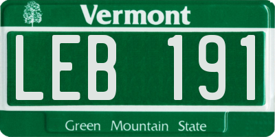 VT license plate LEB191