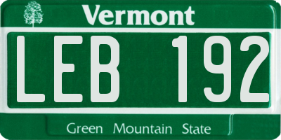 VT license plate LEB192