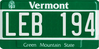 VT license plate LEB194