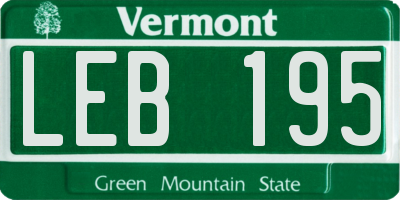 VT license plate LEB195