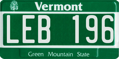 VT license plate LEB196