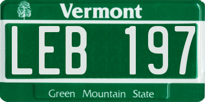 VT license plate LEB197