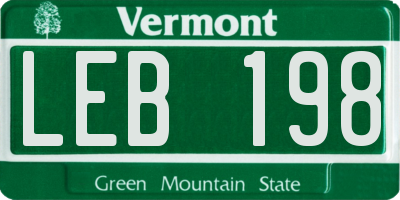 VT license plate LEB198