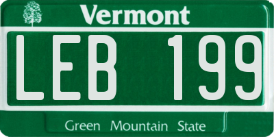 VT license plate LEB199