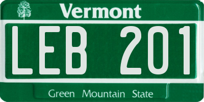 VT license plate LEB201