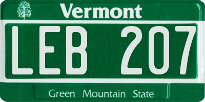 VT license plate LEB207