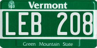 VT license plate LEB208