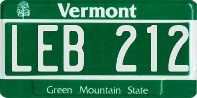 VT license plate LEB212