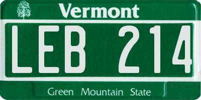VT license plate LEB214