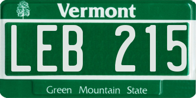 VT license plate LEB215