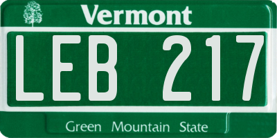 VT license plate LEB217