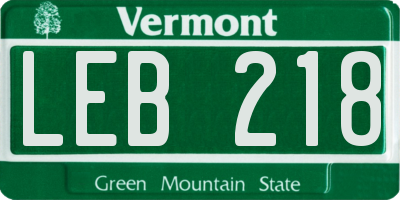 VT license plate LEB218
