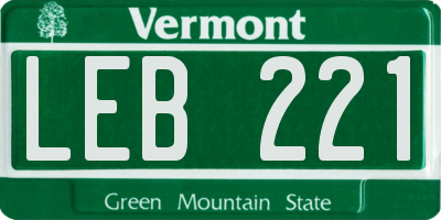 VT license plate LEB221