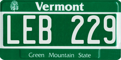 VT license plate LEB229