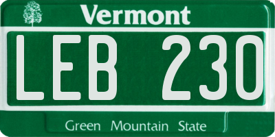 VT license plate LEB230