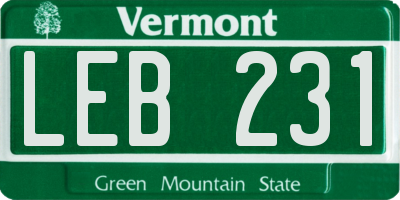 VT license plate LEB231