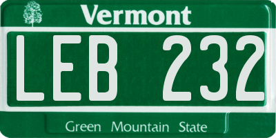 VT license plate LEB232