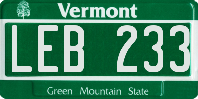 VT license plate LEB233