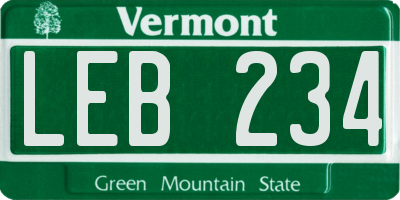 VT license plate LEB234