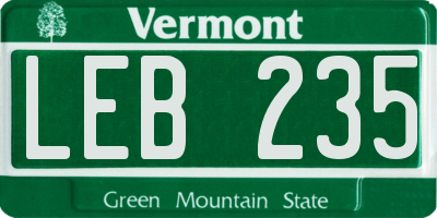 VT license plate LEB235
