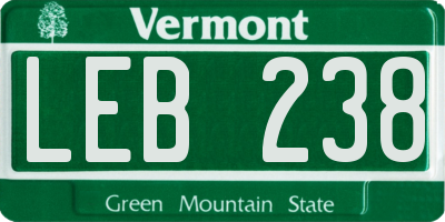 VT license plate LEB238