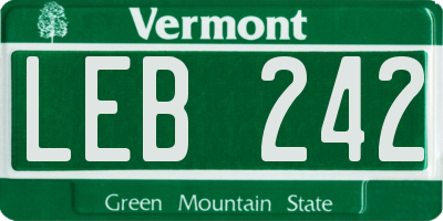 VT license plate LEB242