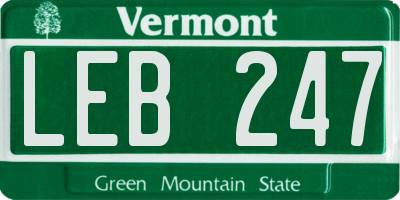 VT license plate LEB247
