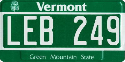 VT license plate LEB249
