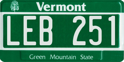 VT license plate LEB251