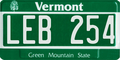 VT license plate LEB254