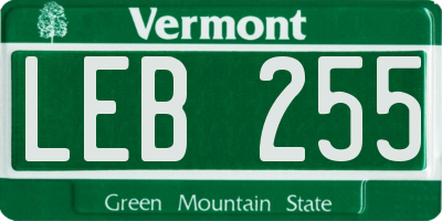 VT license plate LEB255
