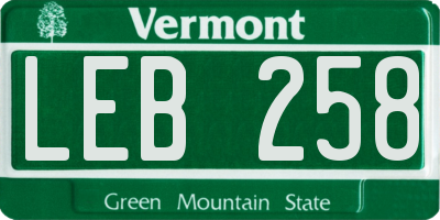 VT license plate LEB258