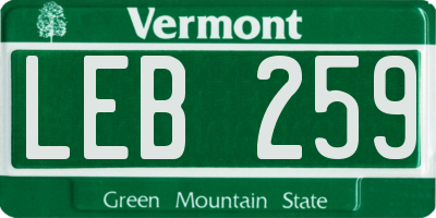 VT license plate LEB259