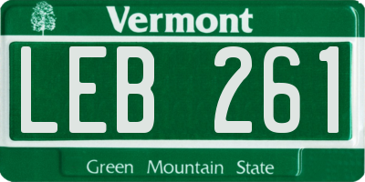 VT license plate LEB261
