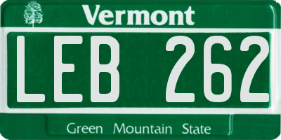 VT license plate LEB262