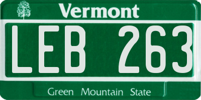 VT license plate LEB263