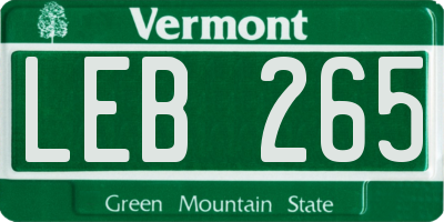 VT license plate LEB265