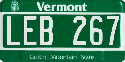 VT license plate LEB267