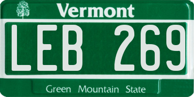 VT license plate LEB269