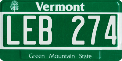 VT license plate LEB274