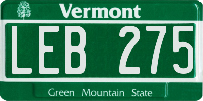 VT license plate LEB275